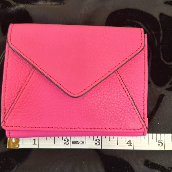 Aimee Kestenberg Zip it Up Trifold Leather Wallet Hot Pink Keychain - Picture 8 of 9